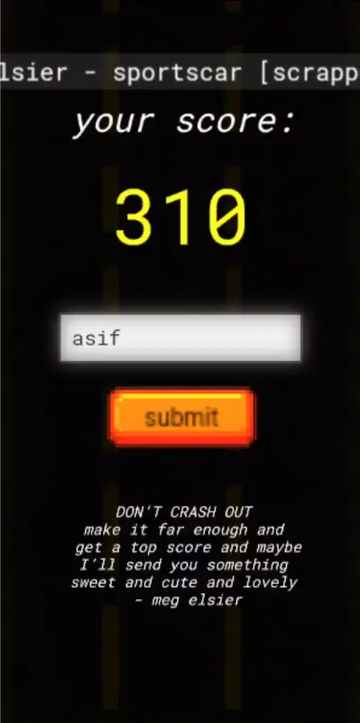 Enter a name and submit your score for a shot at the prize